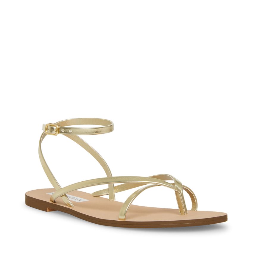 Gold Steve Madden Amuse Women's Flat Sandals | PH 0896ISJ